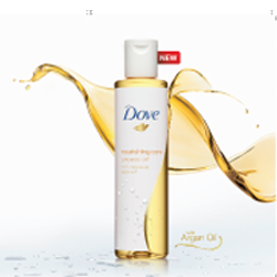 Ervaar de nieuwe douche-sensatie van Dove. Test nu de Dove Nourishing Care & Oil douche olie!