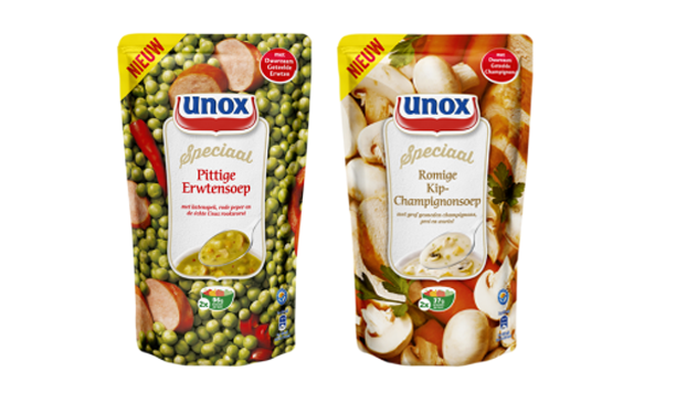 Test nu de nieuwe speciale soepen van Unox, de pittige erwtensoep of de romige kip-champignon soep! 