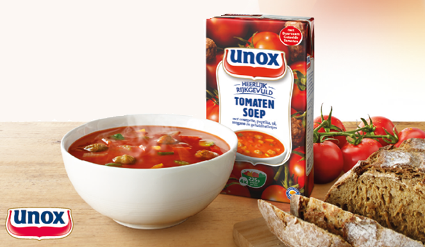 Unox Soep in Pak: "de lekkerste tomatensoep met ballen"